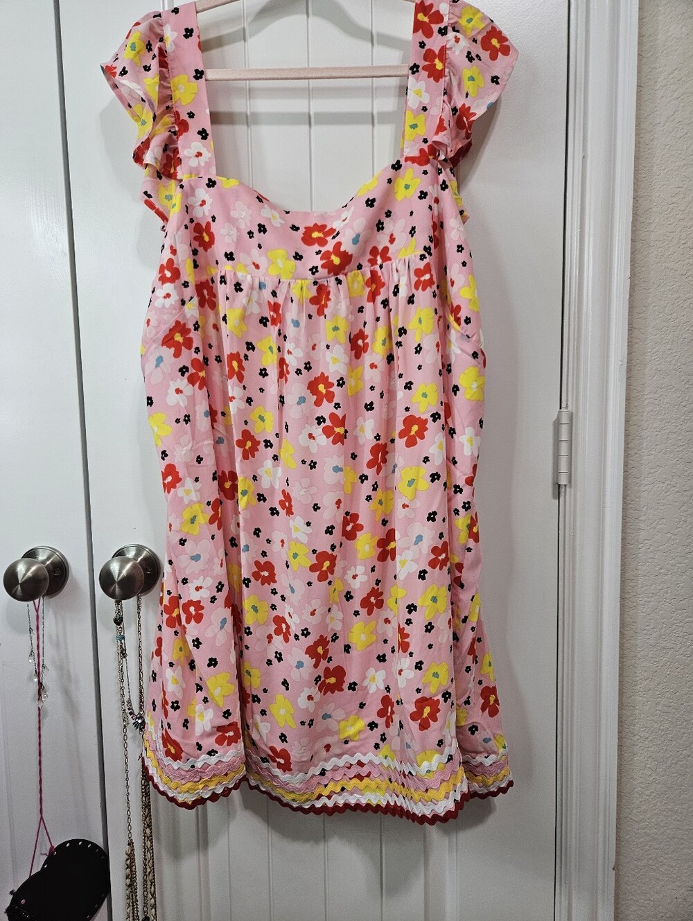 Pink Floral Ruffle Shoulder Sundress - Picture 8 of 14
